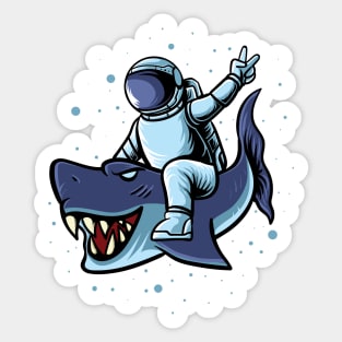 Astronaut with a blue shark Sticker